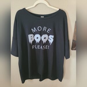 Sew In Love "More Boos Please!" Black Graphic Women's Halloween Top Sz XL